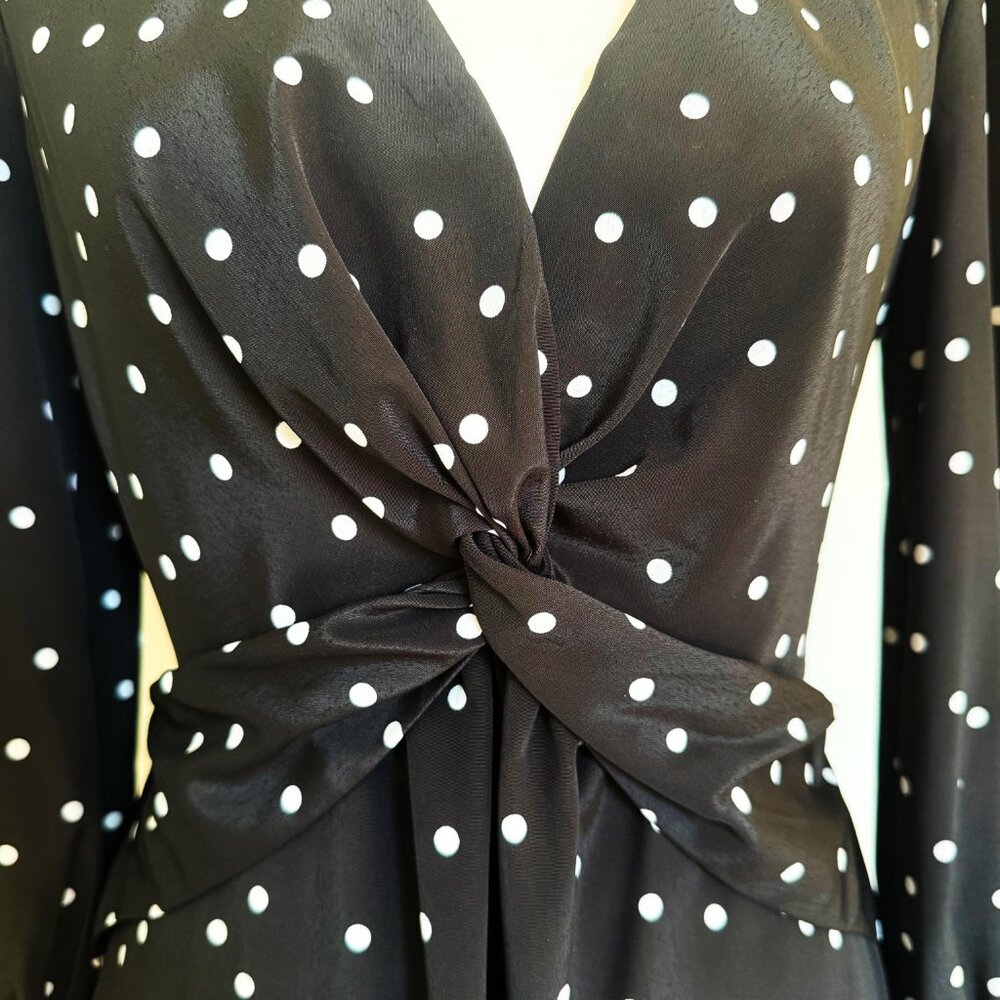 River Island Black Polka Dot Dress – Silky & Flattering Fit - Picture 4 of 10